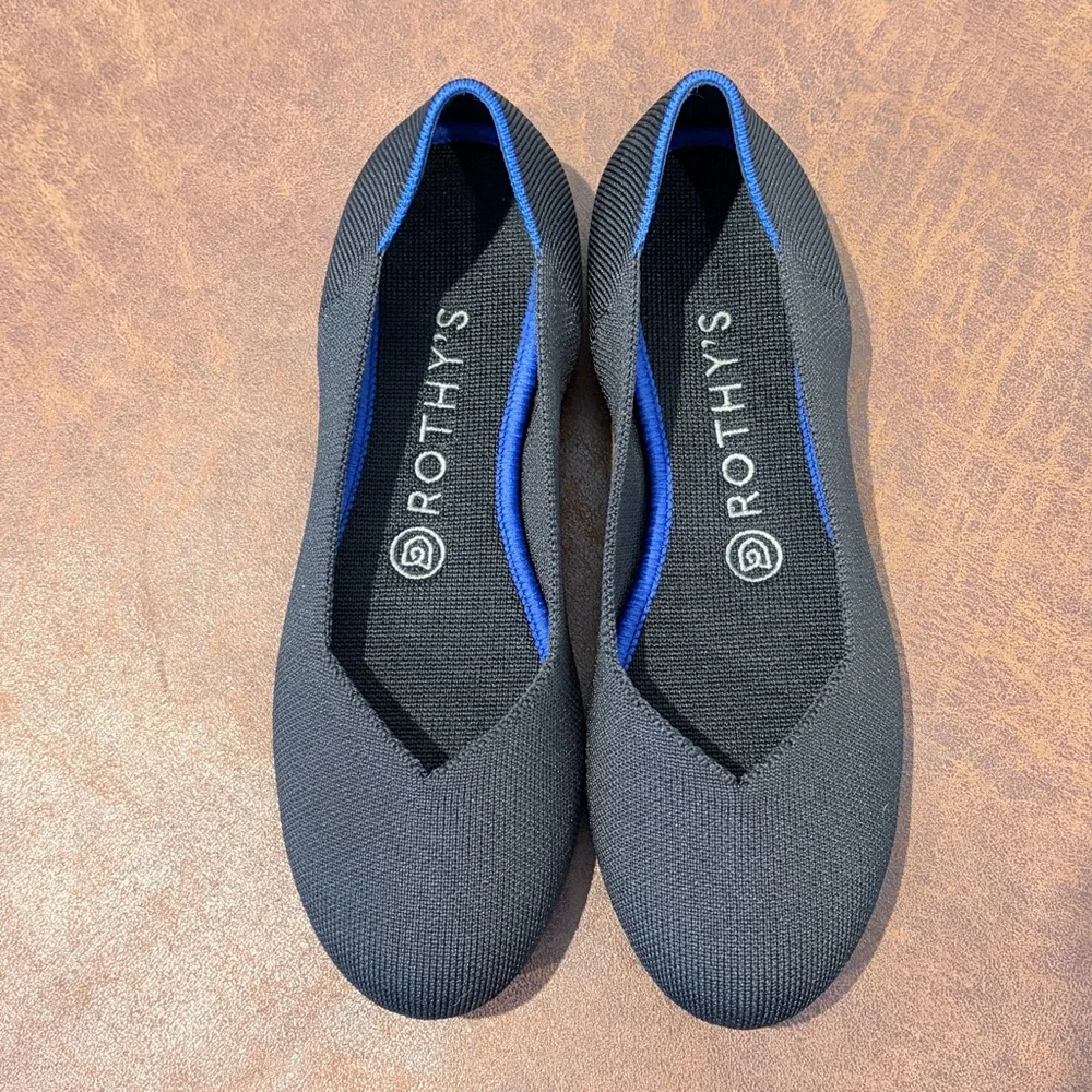 Rothy’s Black Knit Round Ballet Flats Minimalist Quiet Luxury 7.5 Like New - Picture 3 of 10